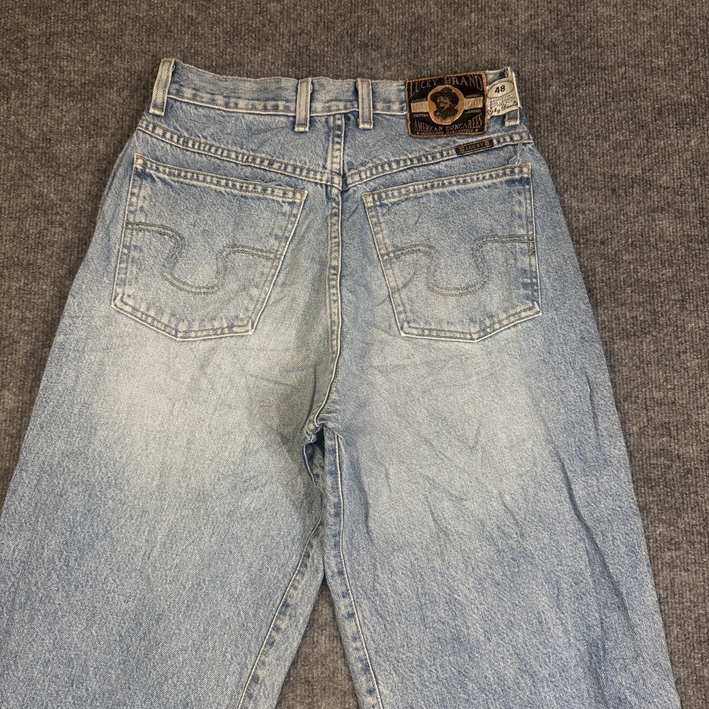 Vintage Lucky Brand Dungarees Jeans Men 30x34 Blue Baggy Gene Montesano USA Made - Picture 8 of 16